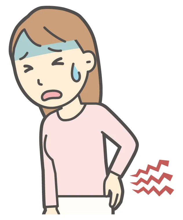 腰のつらさを感じている女性のイラスト